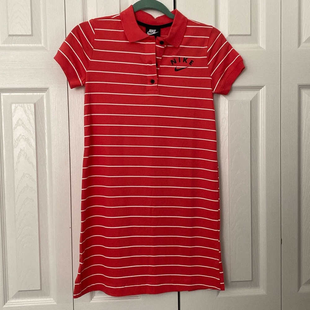 Nike Girls Striped Polo Dress Medium